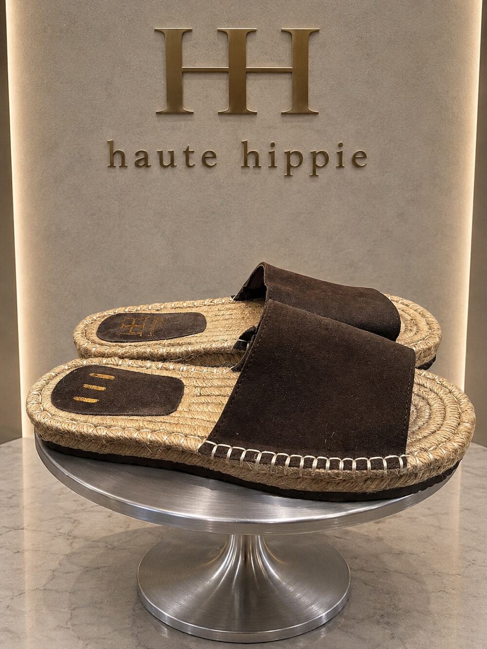 Haute Hippie Brown Suede Espadrille Slide Sandals Women’s 9M